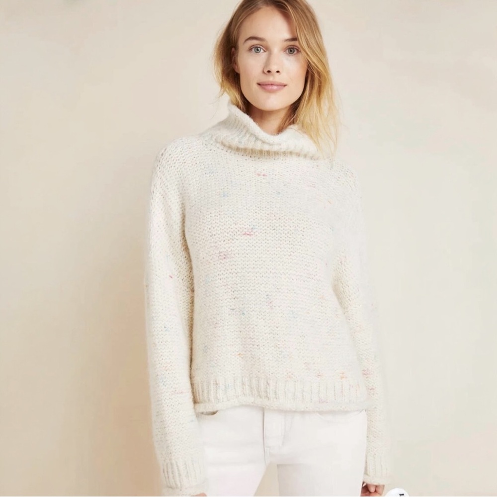 by Anthropologie Charlotte Confetti Alpaca Blend Turtleneck Sweater XL Knit